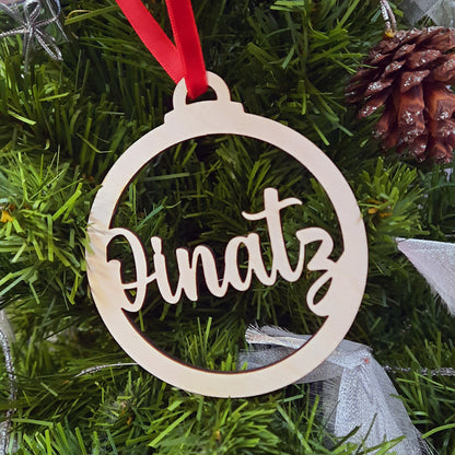 Bolas de Navidad Troqueladas de Madera Personalizadas con Nombre