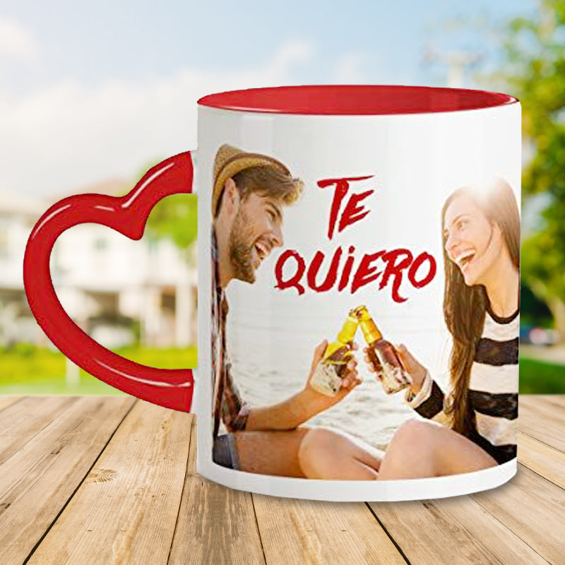 Taza asa de Corazón personalizada con fotos